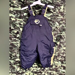 Infant Bib Snow Pants Navy Blue Yellow 12 Months